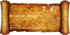 Krakker Arnó névjegykártya